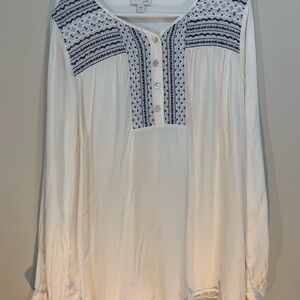 J Jill White Embroidered Women's Top